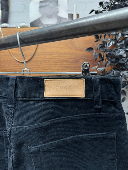 Mid 2000s Gucci Faded Blue Corduroy Flared Leg Pants