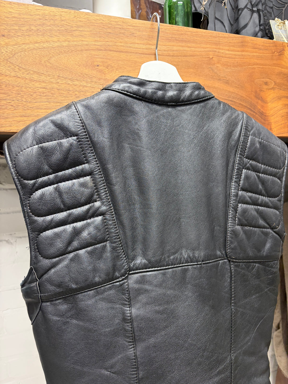 AW2003 Maison Martin Margiela Line (0) (10) Artisinal Reconstructed Patchwork Black Lambskin Leather Biker Vest
