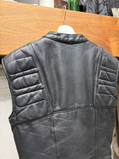 AW2003 Maison Martin Margiela Line (0) (10) Artisinal Reconstructed Patchwork Black Lambskin Leather Biker Vest