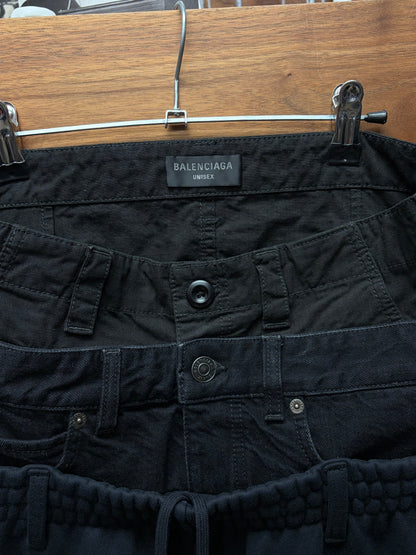 AW2024 Balenciaga ‘Triple Layered’ Wide Leg Hybrid Sweatpants/Denim/Cargo Pants