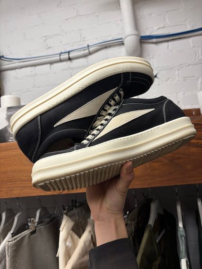 Rick Owens Black/Milk Canvas ‘Vans’ Low Top Sneakers