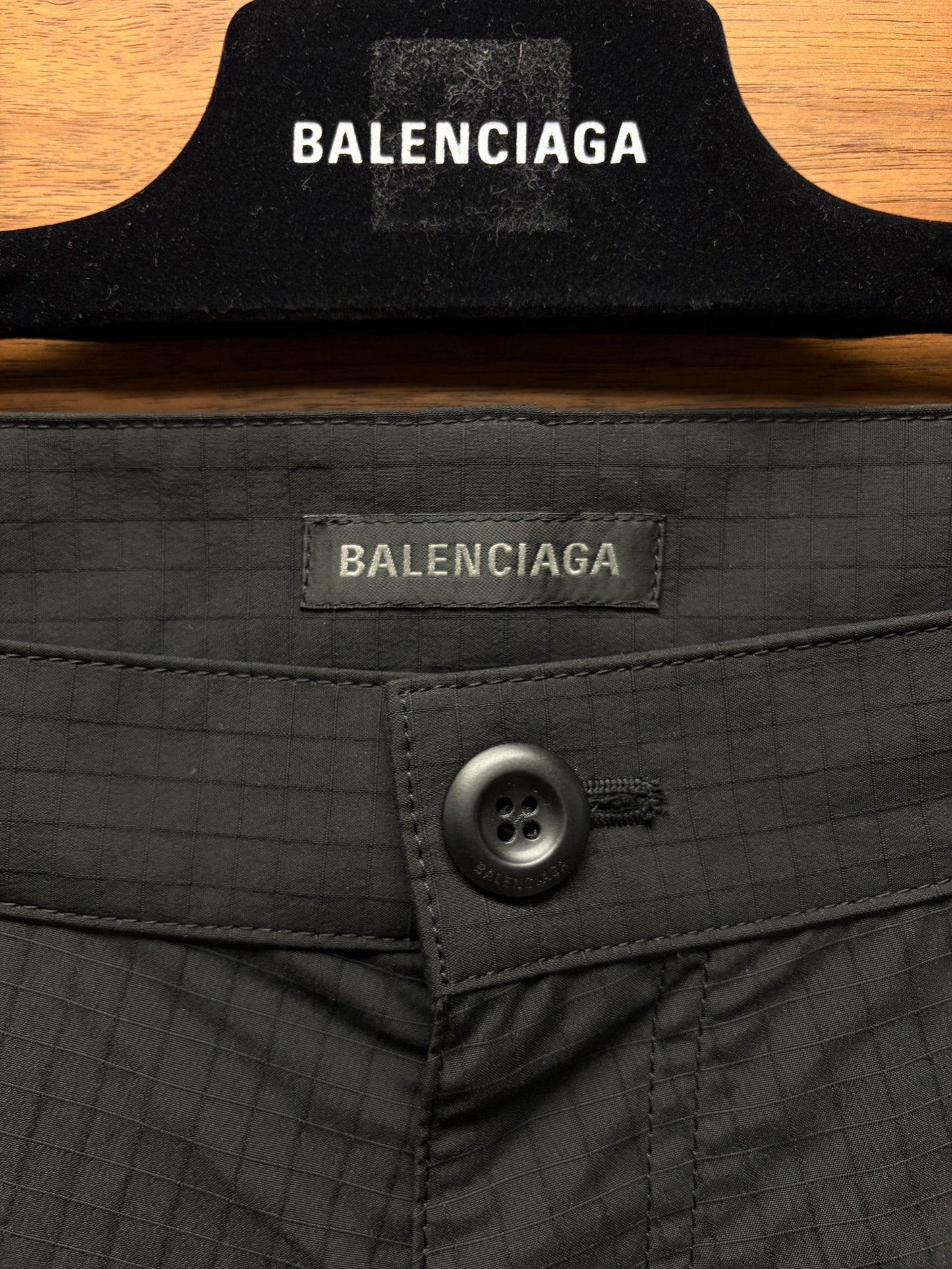SS2024 Balenciaga ‘Sports Icon Logo’ Black Ripstop Convertible Cargo Pants