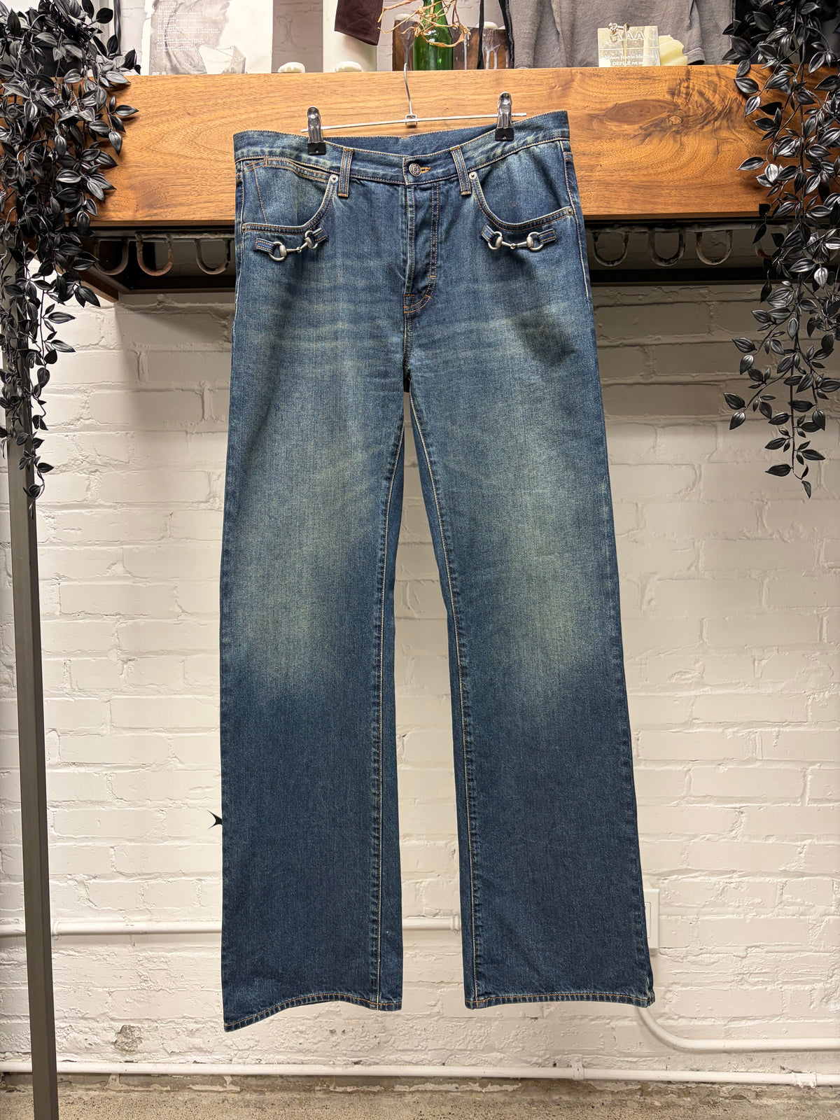 Gucci by Demna Gvasalia ‘Horsebit’ Raw Blue Flared Leg Denim