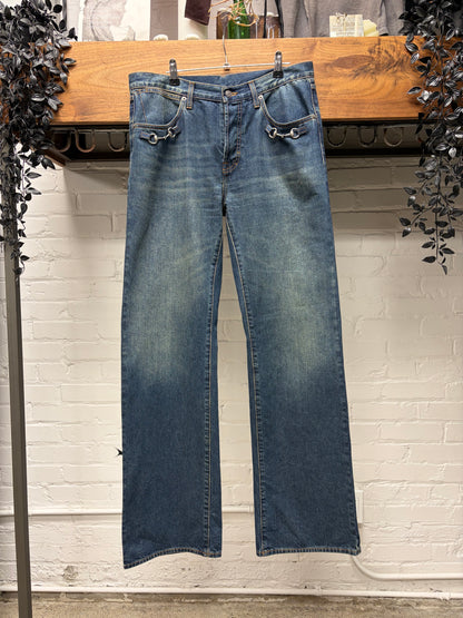 Gucci by Demna Gvasalia ‘Horsebit’ Raw Blue Flared Leg Denim