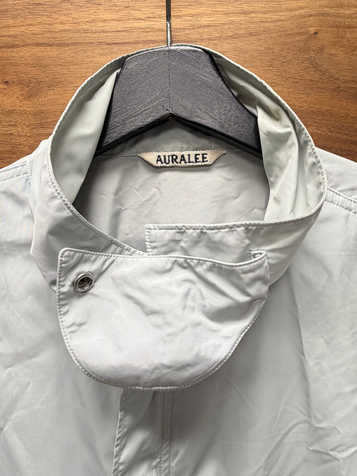 Auralee Light Grey Nylon 'Taffeta' Dual Chest Flap Pocket Windbreaker