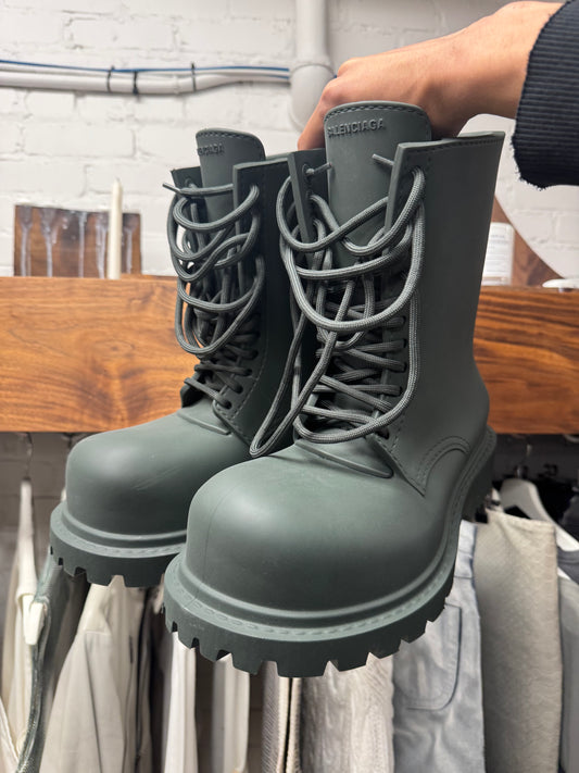 Balenciaga ‘Steriod’ Military Green Oversized Combat Boots