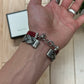 Gucci 925 Silver ‘Horsebit’ Charm Braided Leather Bracelet