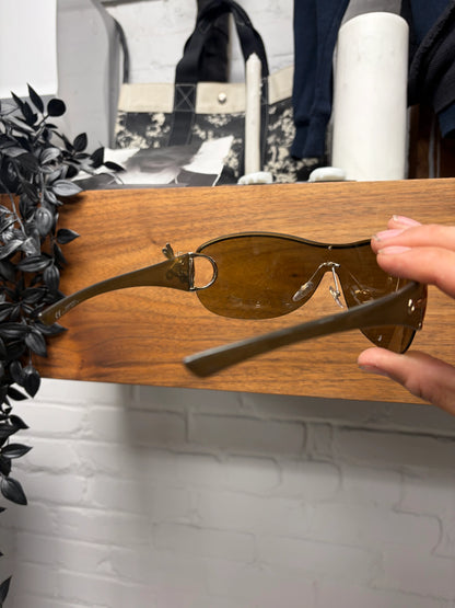 2000s Gucci Horsebit Gold Rimless Sunglasses