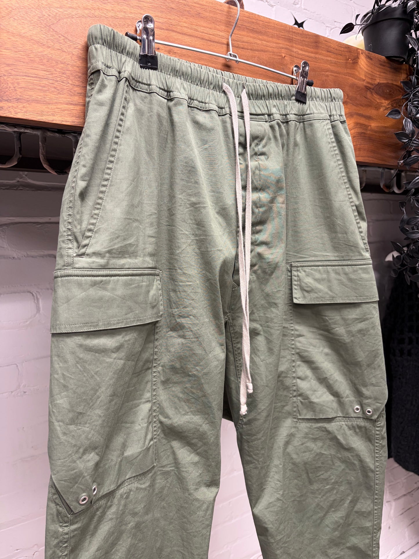 Rick Owens ‘Edfu’ Green Drop Crotch Drawstring Joggers