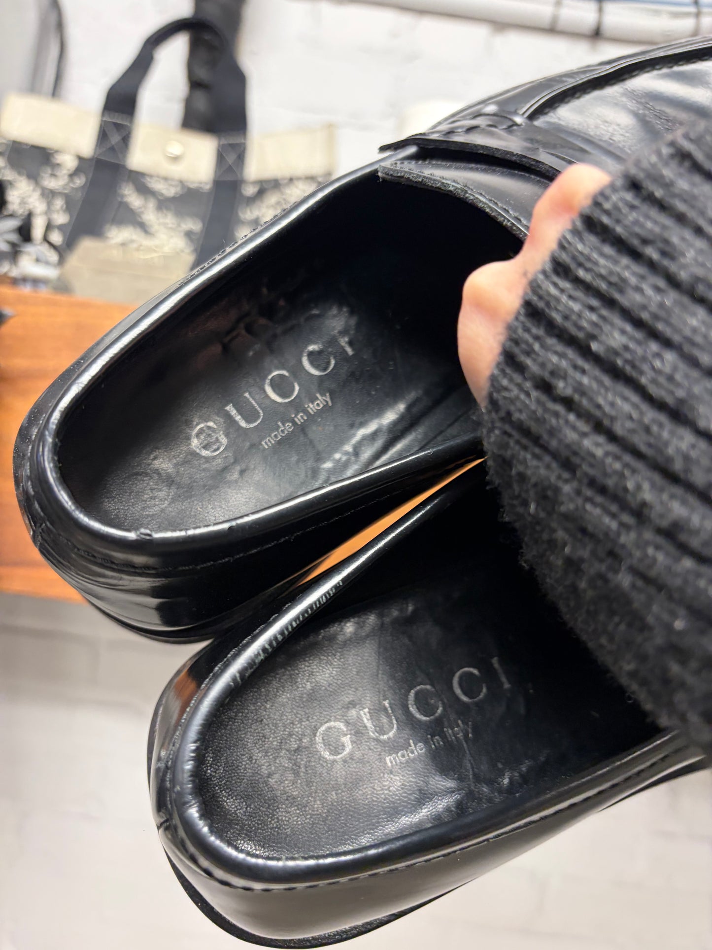 Gucci Black ‘Block Platform’ Patent Leather Penny Loafers