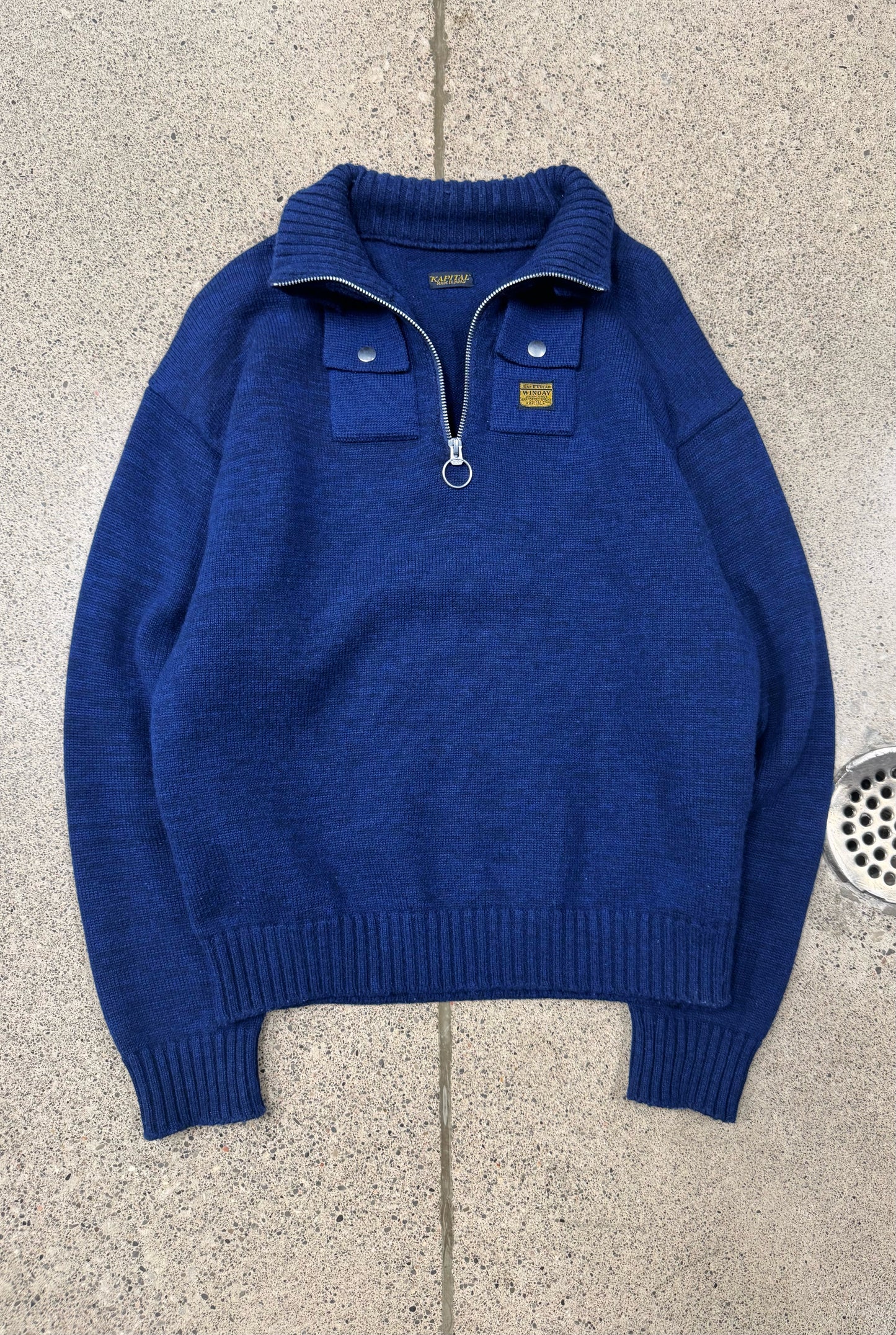 Kapital Quarter Zip ‘Nickel 4’ Wool Knit Sweater