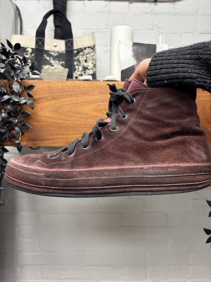 Ann Demeulemeester Waxed Velvet High Top Sneakers