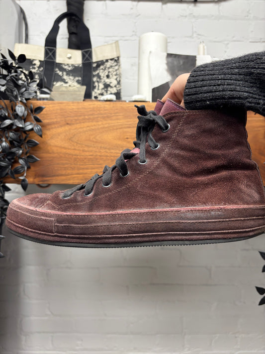 Ann Demeulemeester Waxed Velvet High Top Sneakers