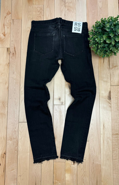 Raf Simons Raw Hem ‘RS’ Slim Cut Back Patch Denim
