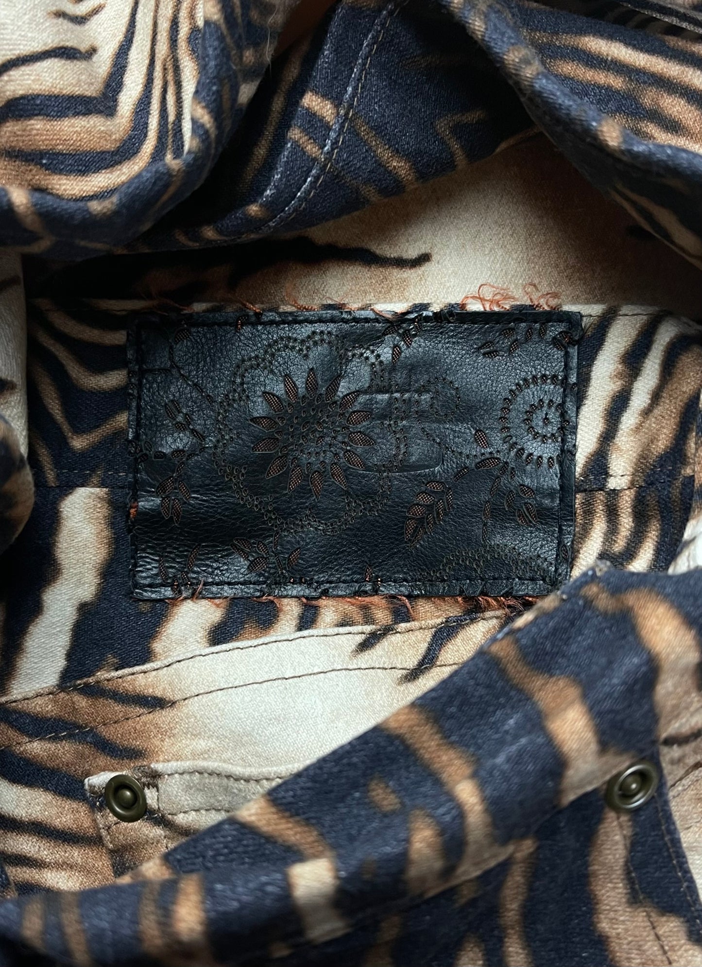 Yoshiyuki Konishi Tiger Print Flared Leg Denim