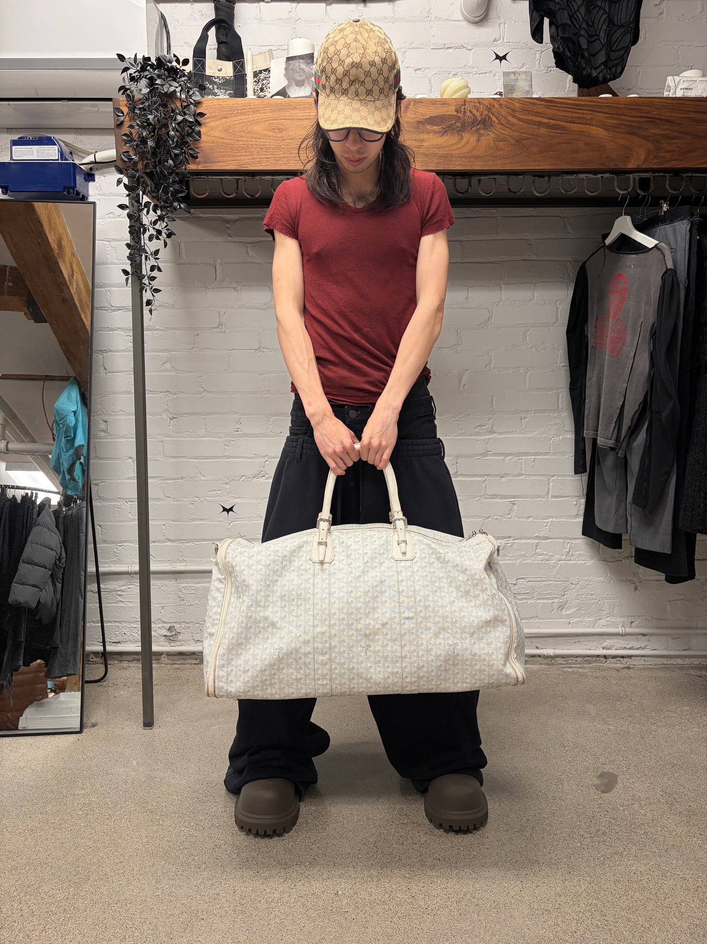 Goyard White Leather ‘Goyardine’ 62 Extra Large Duffle Bag