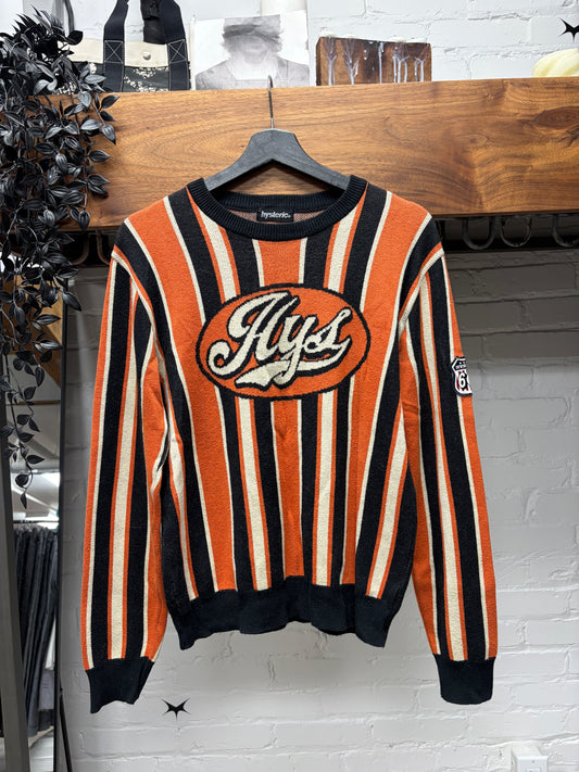 Hysteric Glamour ‘666’ Striped Black/Orange Knit Sweater
