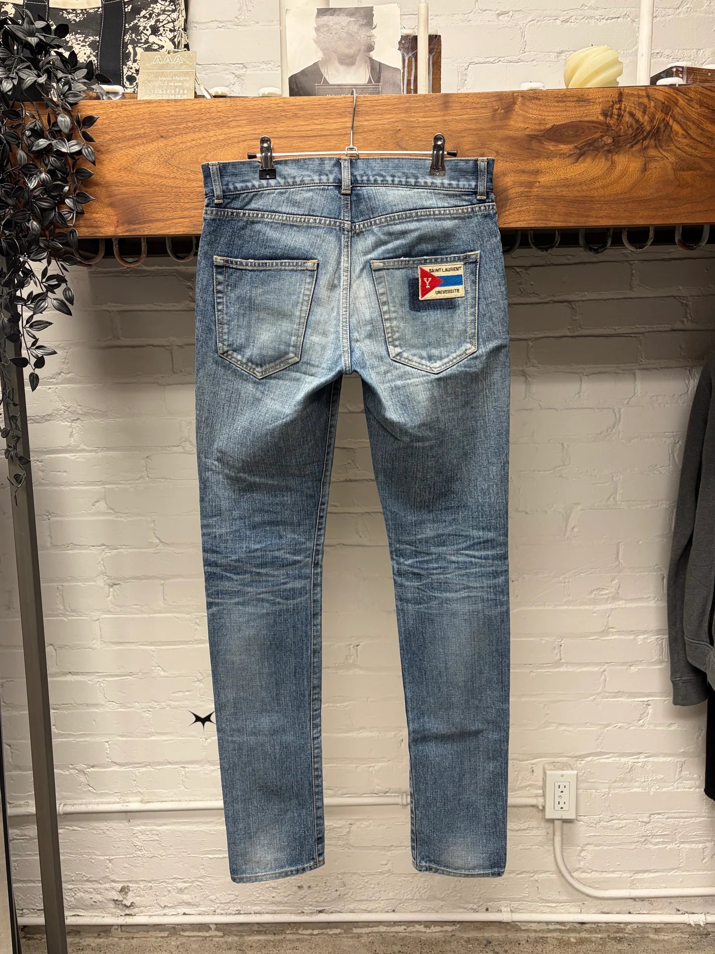 2017 Saint Laurent ‘Flag Patch’ D02 Light Wash Skinny Jeans