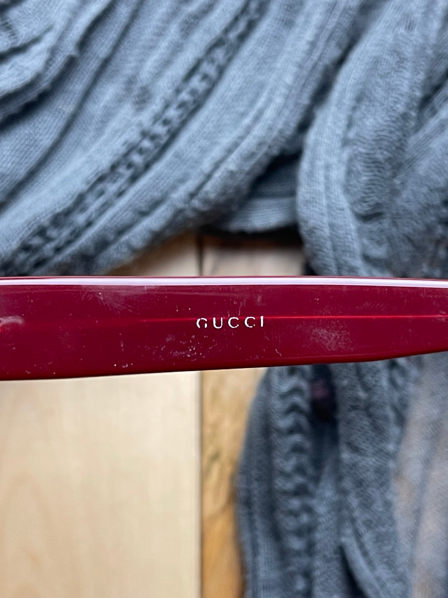 2000s Gucci GG Monogram Red Tinted Sunglasses