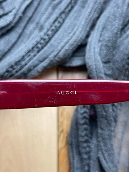 2000s Gucci GG Monogram Red Tinted Sunglasses