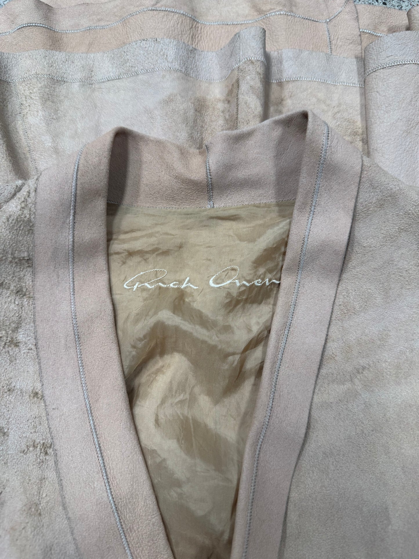 2000s Rick Owens O&M Era ‘Flesh’ Raw Suede Jacket