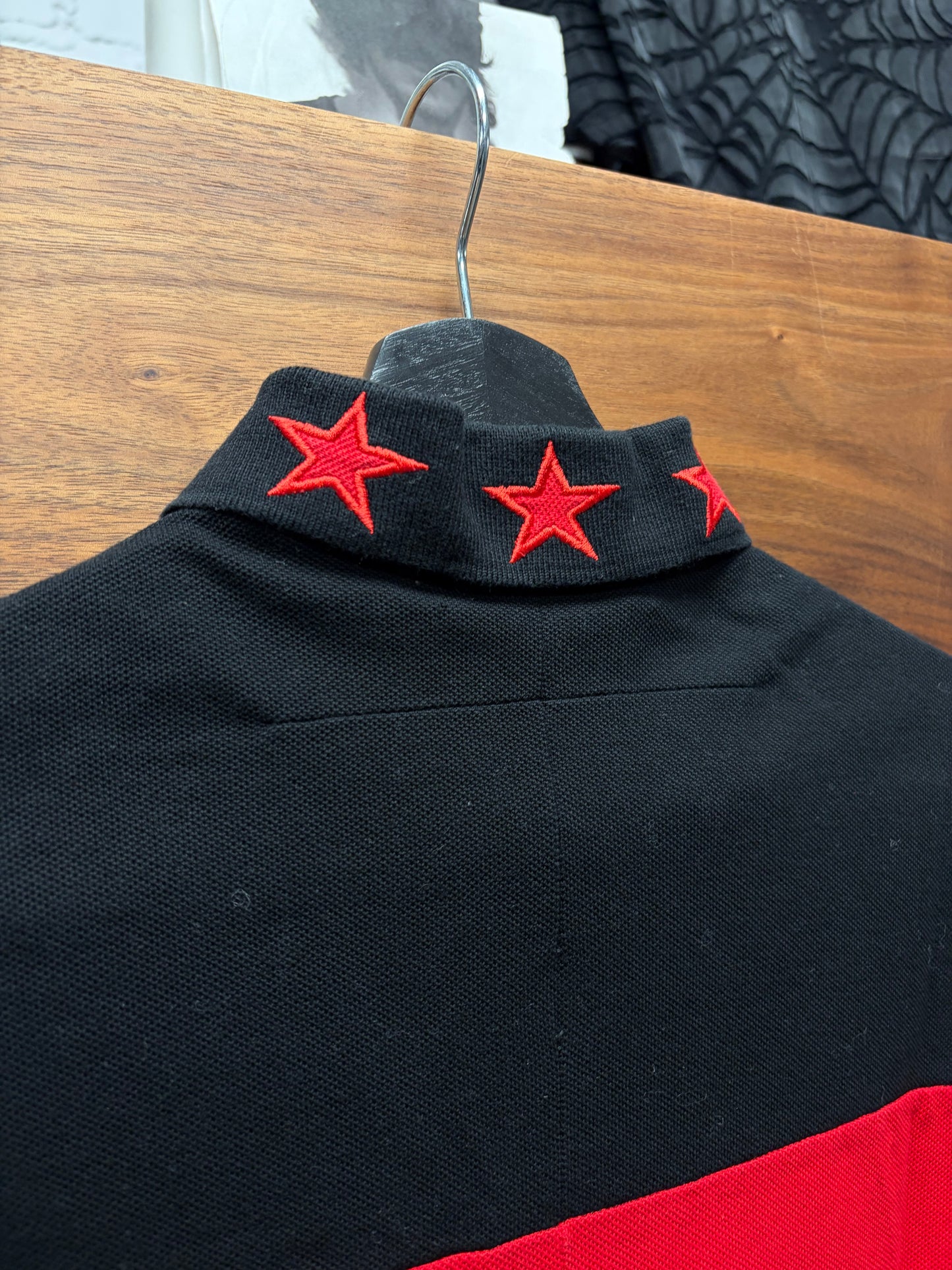 AW2014 Givenchy ‘Stars & Stripes’ Red/Black Long Sleeve Polo