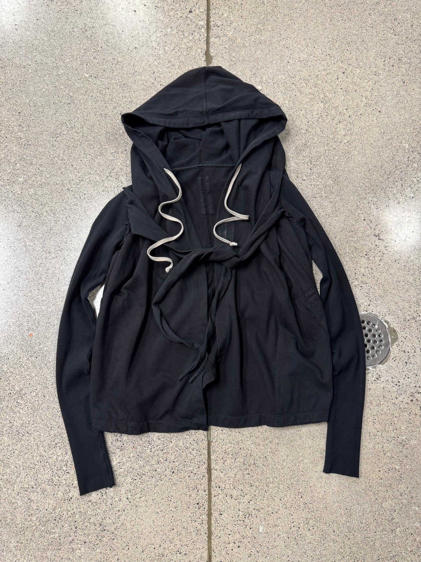 Rick Owens DRKSHDW ‘Wrap’ Black Drawstring Hoodie