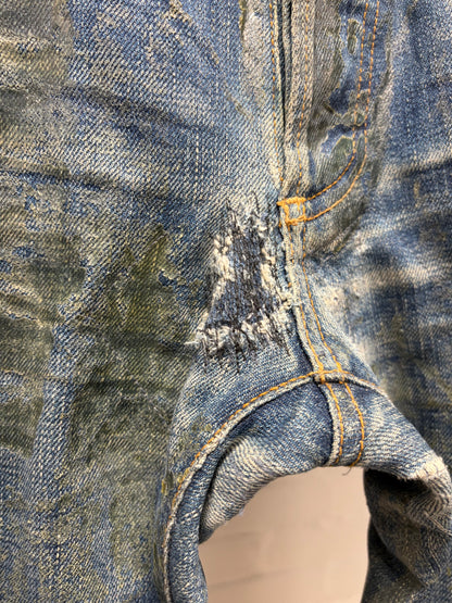 AW2008 Dior Homme ‘Luster’ Waxed Blue Skinny Jeans