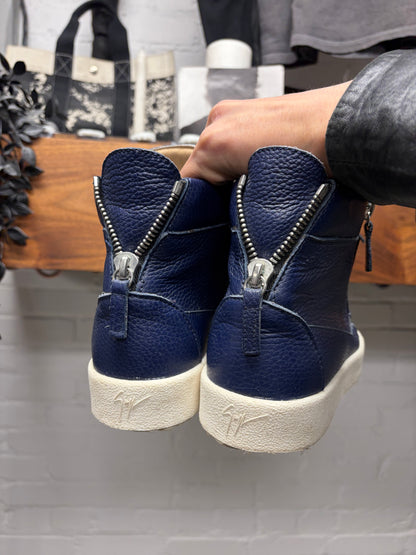 Giuseppe Zanotti ‘Coby’ Dark Blue Leather High Top Sneakers