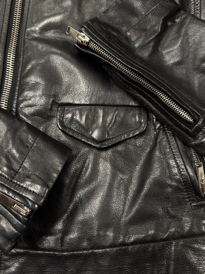 SS2015 Rick Owens ‘Stooges’ Black Calfskin Leather Biker Jacket