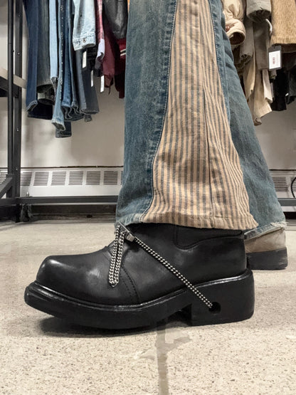 Dirk Bikkembergs ‘Bungee’ Metal Chain Heel Laced Boots
