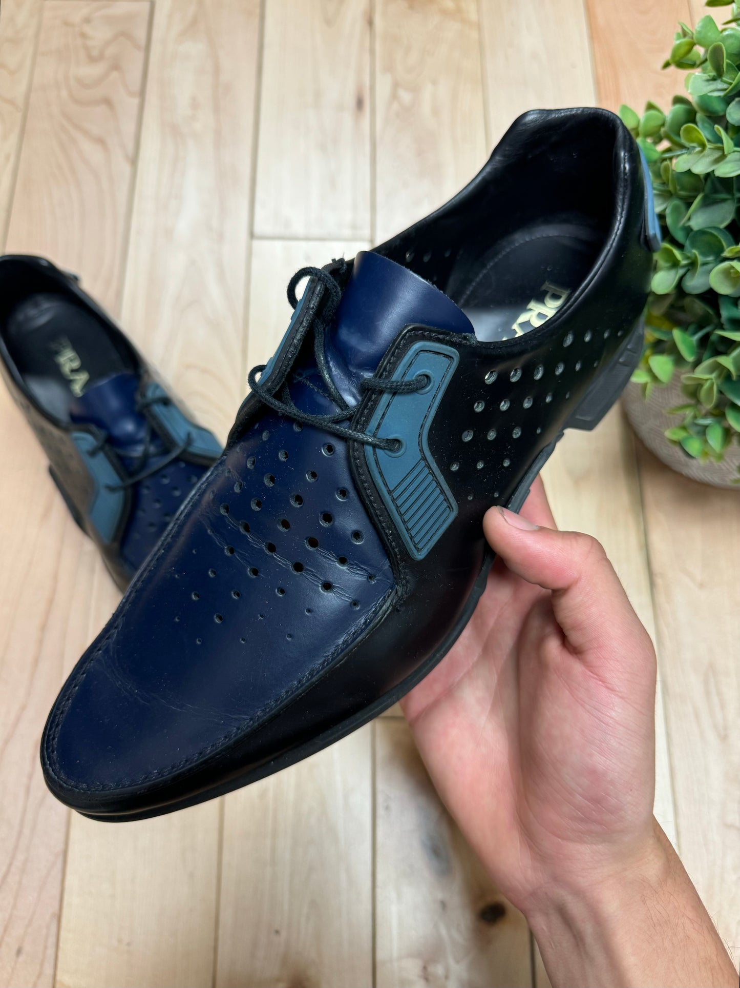 Prada ‘Spazzolato’ Perforated Leather Dress Shoes