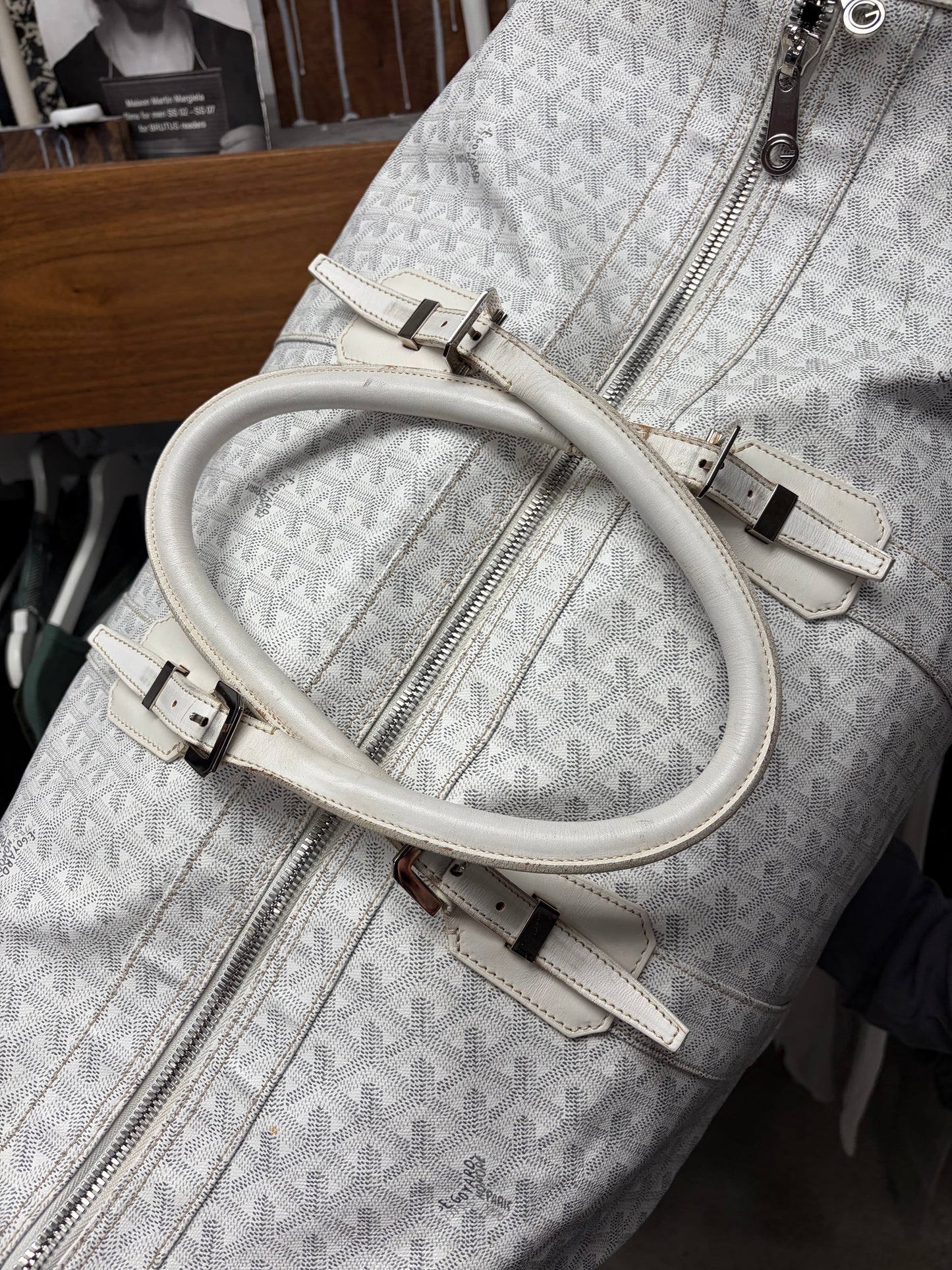 Goyard White Leather ‘Goyardine’ 62 Extra Large Duffle Bag
