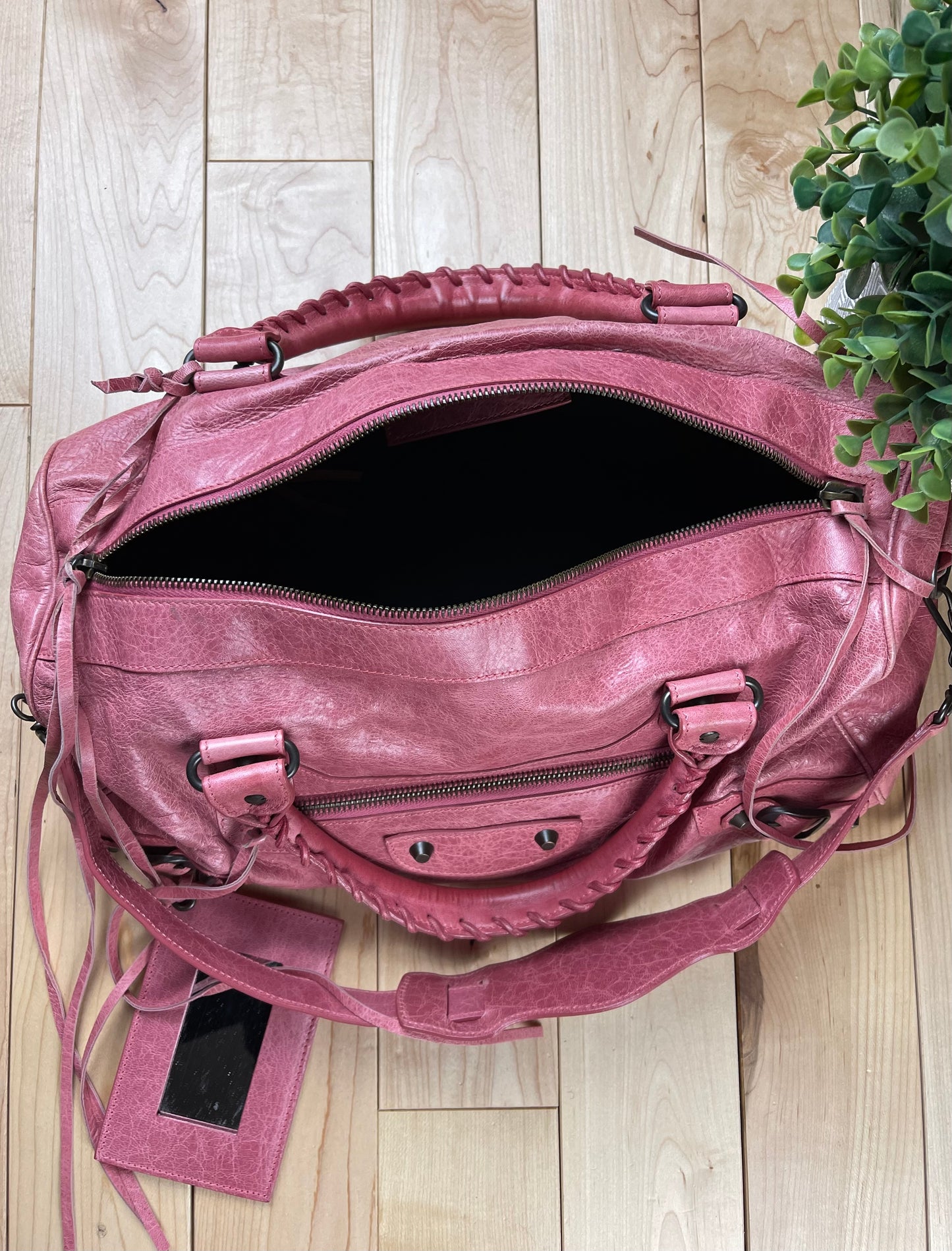 Balenciaga Twiggy Pink Leather City Bag