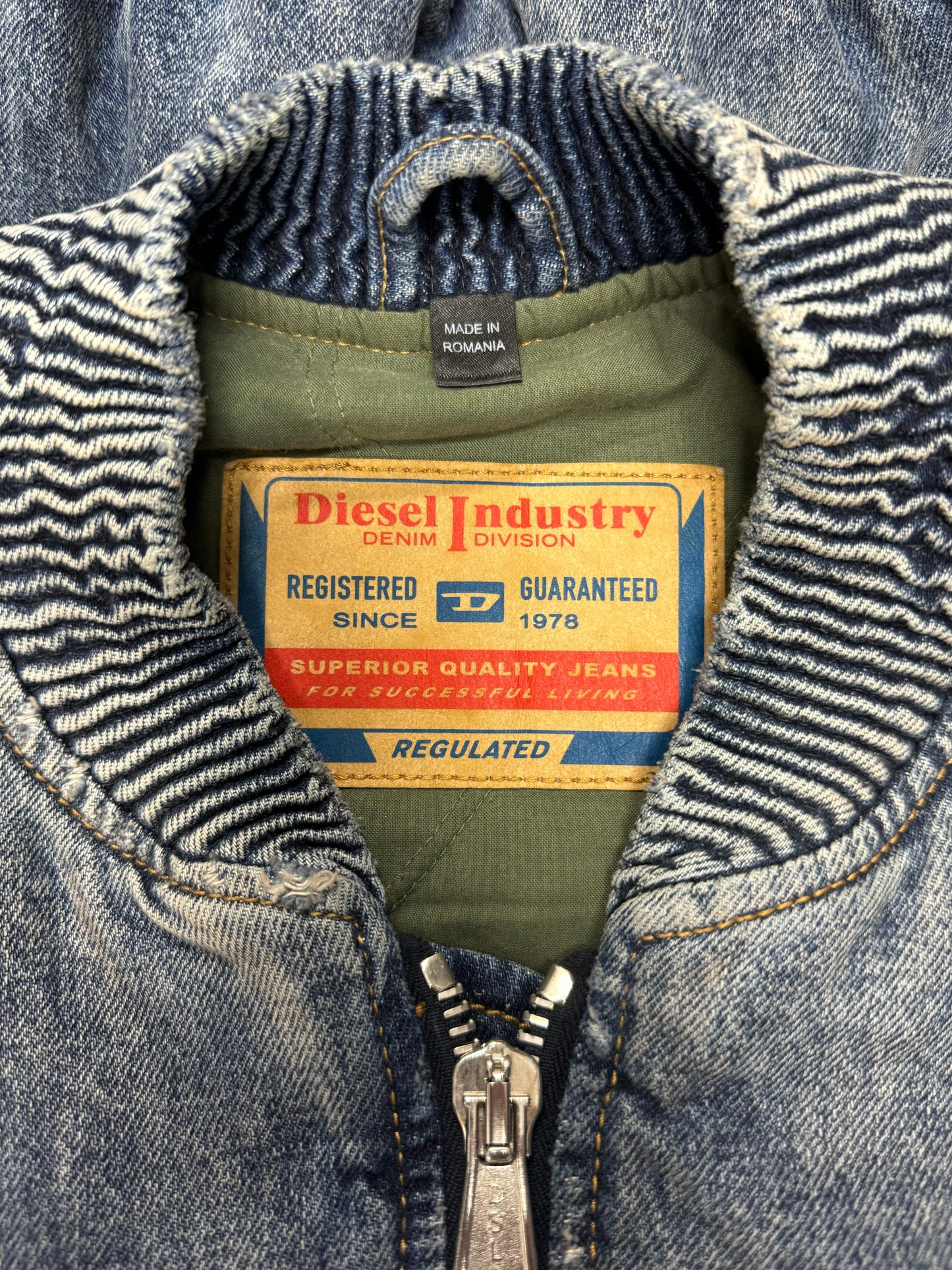 Diesel Military Quilt Padded Denim MA-1 Bomber Jacket