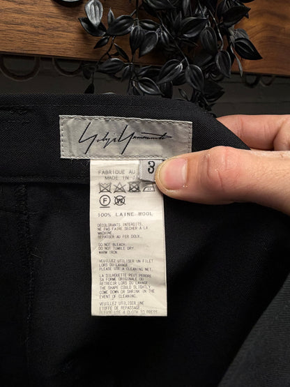 Yohji Yamamoto Mainline Pleated Black Straight Leg Trousers