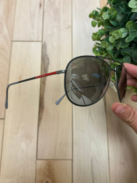 Prada Sport Silver Tint Aviator Sunglasses