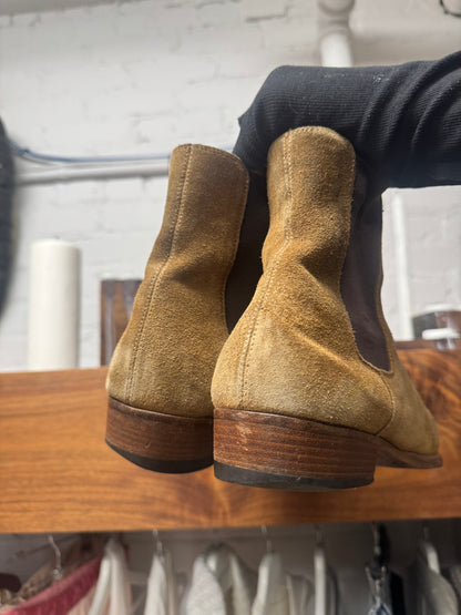 Saint Laurent Brown Suede ‘Chelsea’ Low Heel Boots