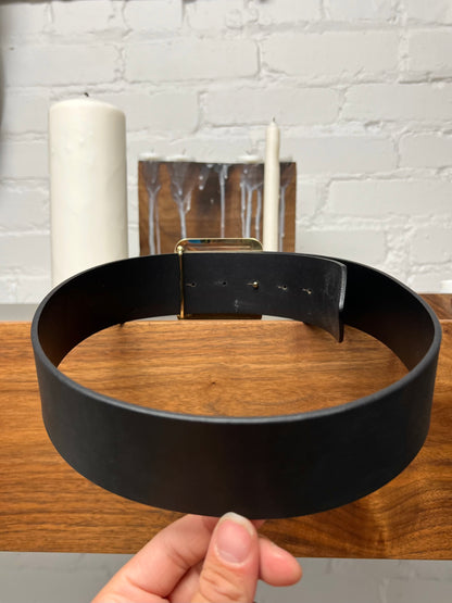 Maison Margiela ‘Square Buckle’ Gold/Black Leather Belt