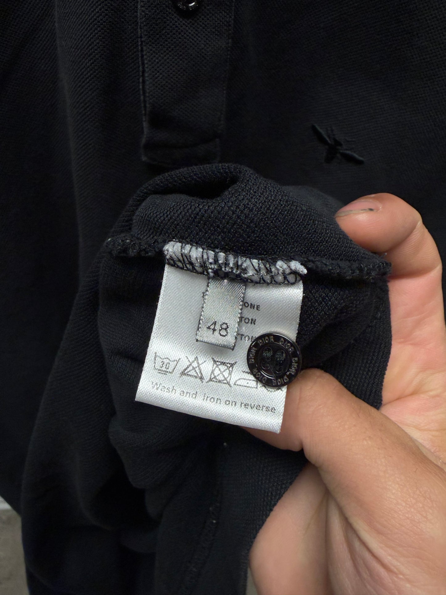 Dior Homme ‘Bee Logo’ Embroidered Black Cotton Polo