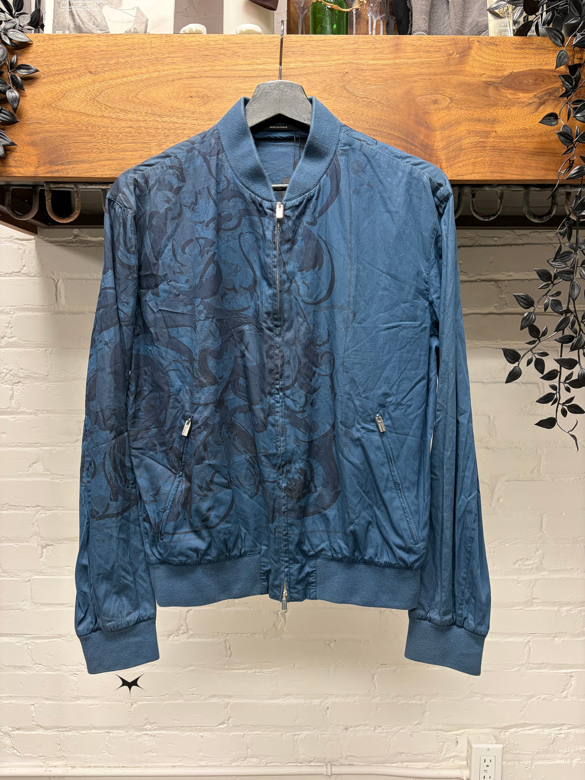 Hermes ‘Eperon D’or’ Blue Lightweight Cotton Bomber Jacket