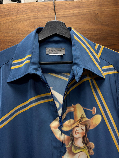AW2001 Yohji Yamamoto Pour Homme ‘Pin-Up Girl’ Concertina Zip-Up Collared Shirt