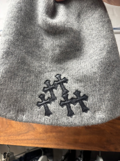Chrome Hearts Cashmere ‘Flooded’ Leather Cross Patch Beanie