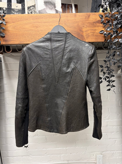 Helmut Lang Black Leather Asymmetric Zip Jacket
