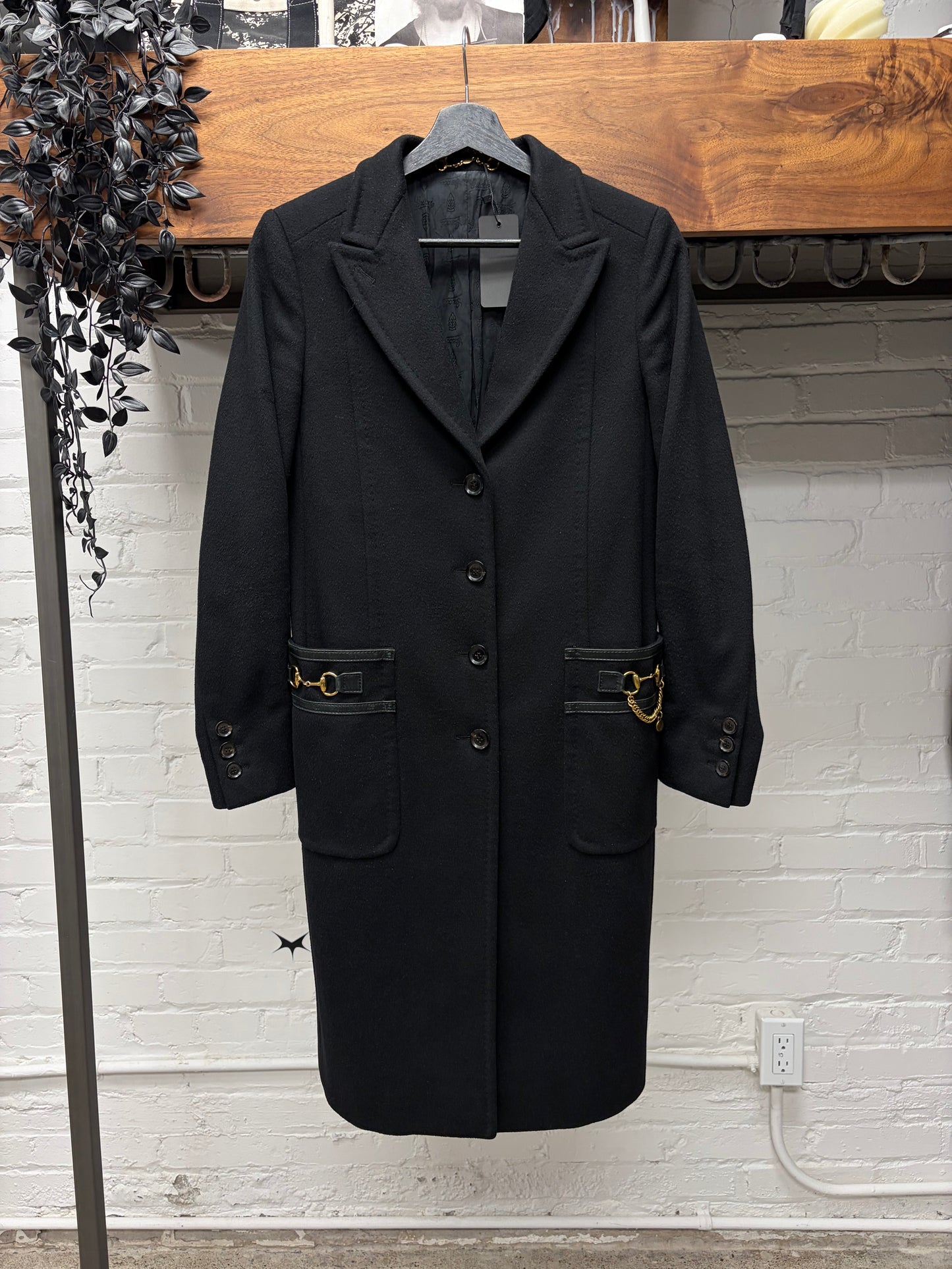 AW2008 Gucci by Frida Giannini ‘Horsebit’ Chesterfield Black Leather Full Length Coat