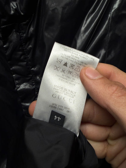 Gucci Waxed Black Vinyl Drivers Jacket with Striped Ribbing