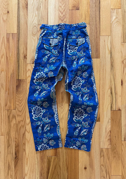 Bode American Linen Floral Print Wide Leg Trousers