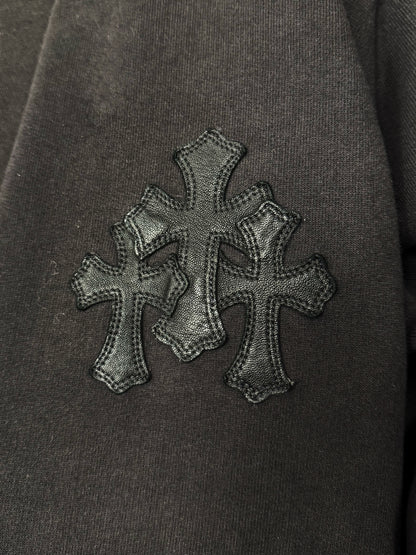 Chrome Hearts ‘Paper Jam’ Leather Cross Patch Hoodie