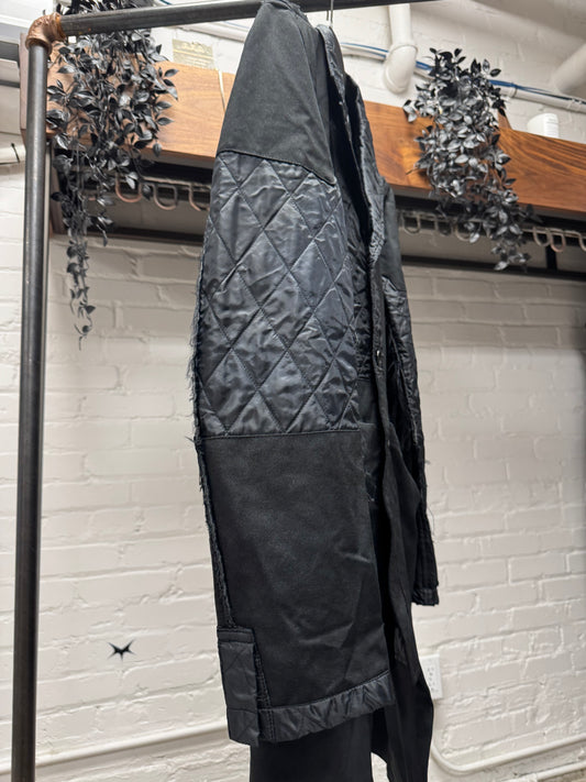 2018 Comme Des Garçons Black ‘Reconstructed’ Exposed Liner/Cotton Long Coat