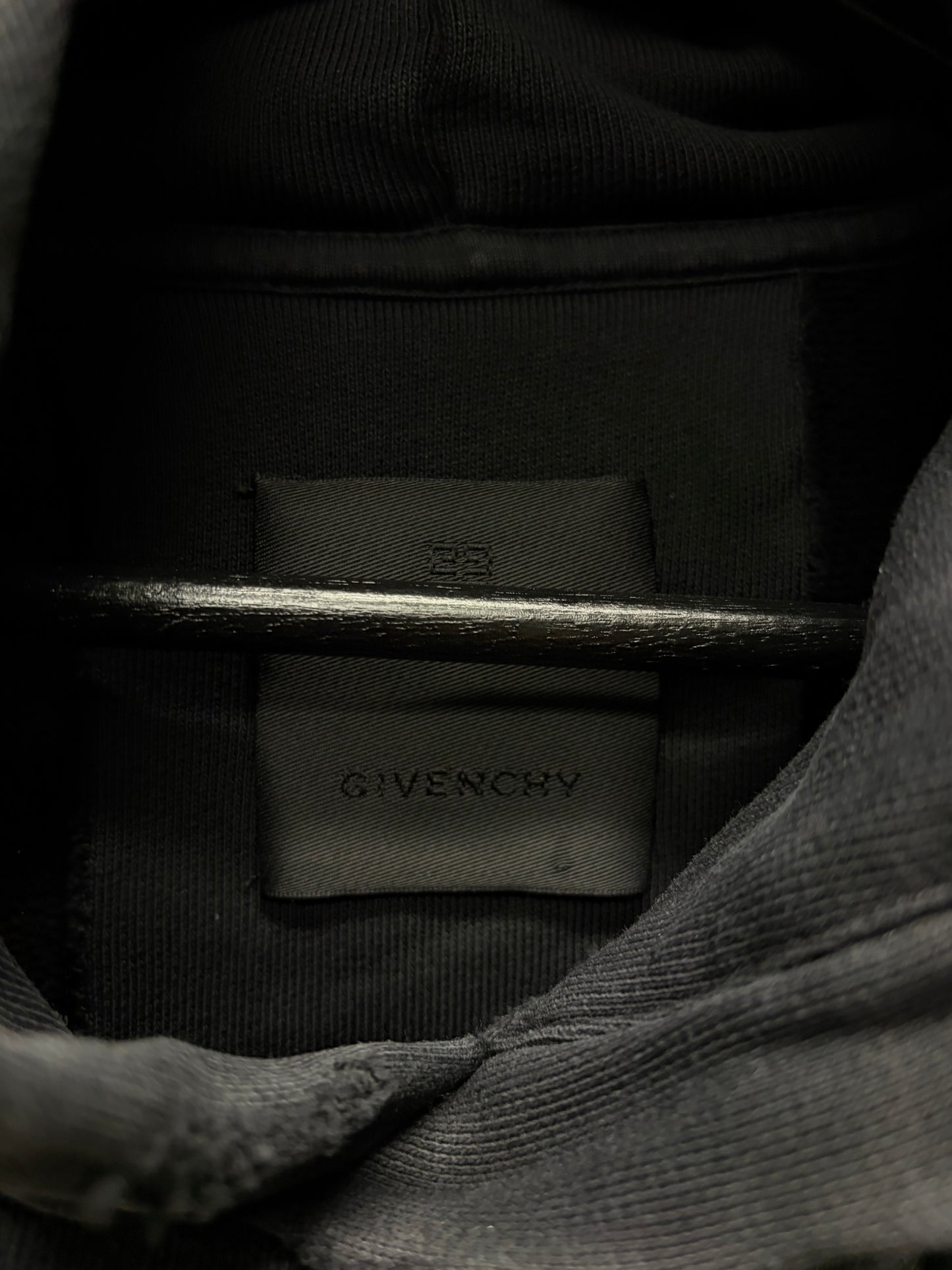 Givenchy ‘Barbed Wire’ Embroidered Logo Black Distressed Hoodie
